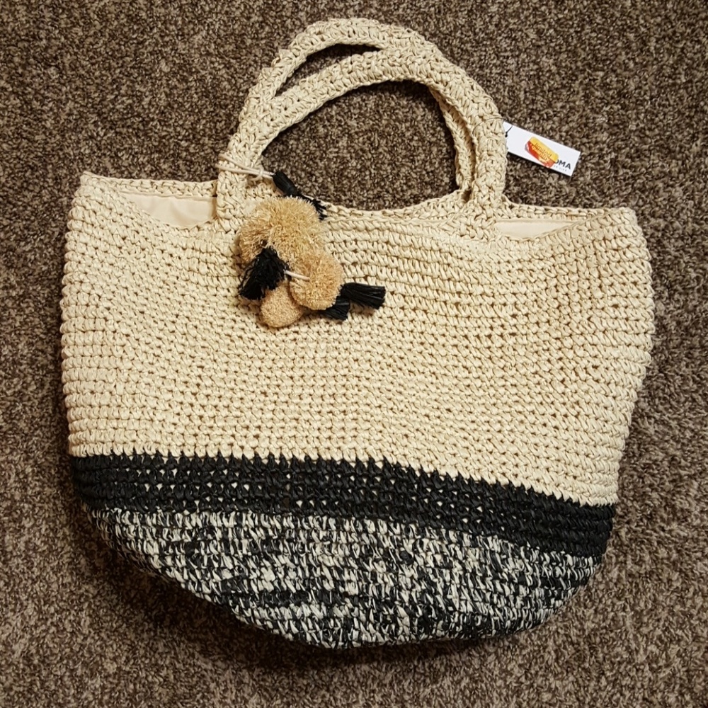 SONOMA STRAW Handbag Beach Bag Tote Nwot
